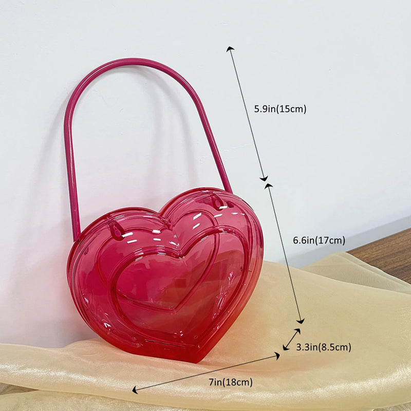 bolso acrílico en forma de corazón 