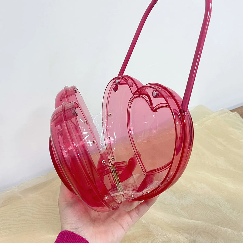 bolso acrílico en forma de corazón 