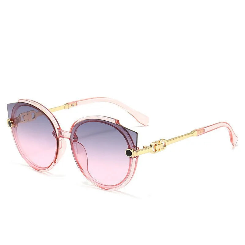 Gafas de sol vintage para mujer, gafas sin montura de metal degradado, tonos de lujo UV400