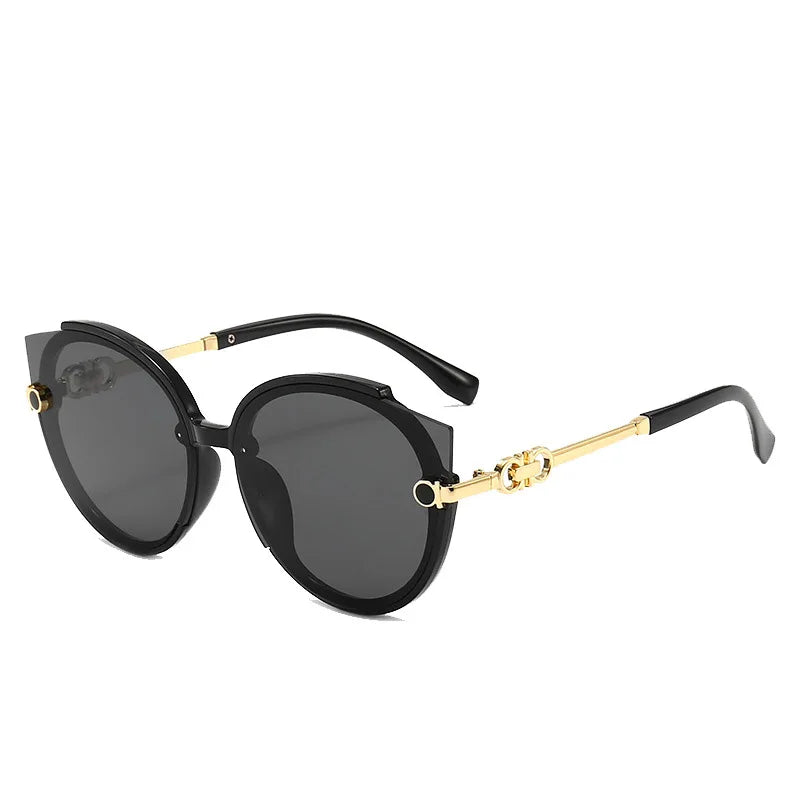 Gafas de sol vintage para mujer, gafas sin montura de metal degradado, tonos de lujo UV400